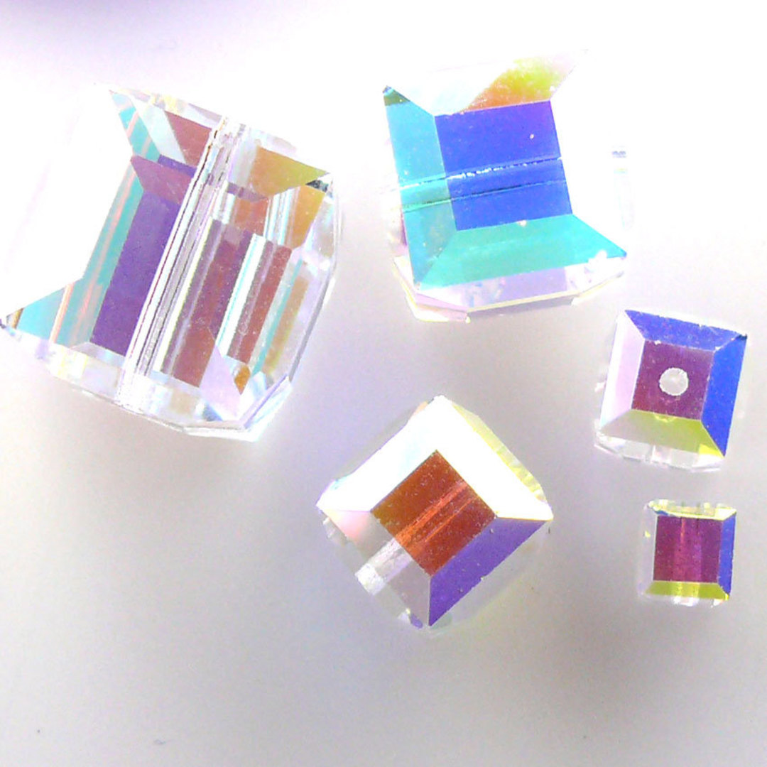 10mm Swarovski Crystal Cube, Crystal AB image 0
