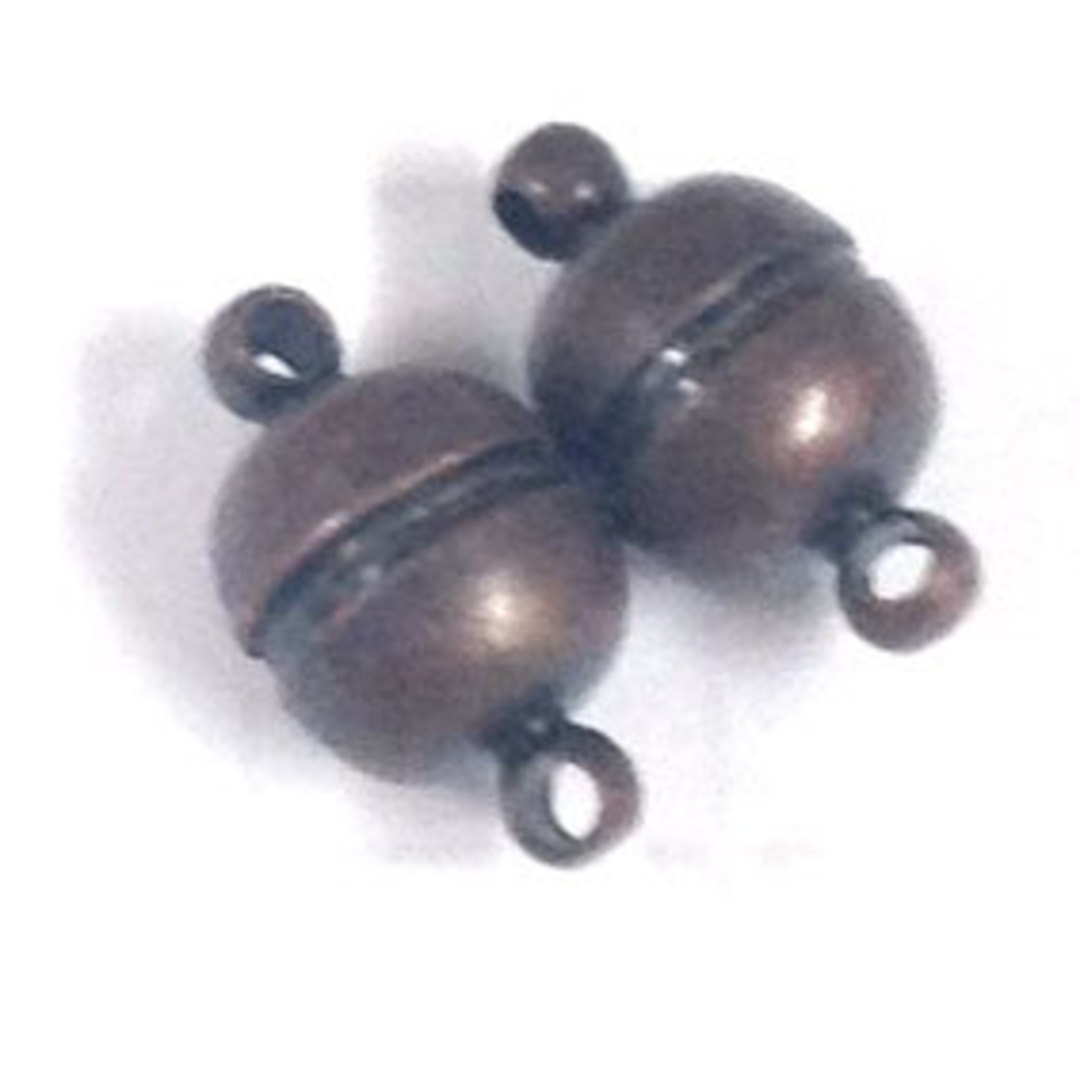9mm x 8mm Magnetic clasp: plain ball - antique copper image 0