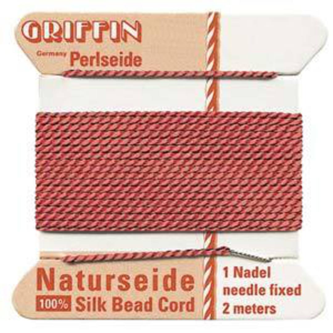 Griffin Silk Cord - Coral - Size 2 (0.45mm) image 0