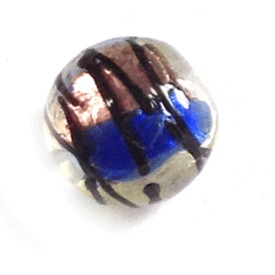 Chinese Lampwork Bead (14mm): Transparent with black spiral and amy/blue foil image 0