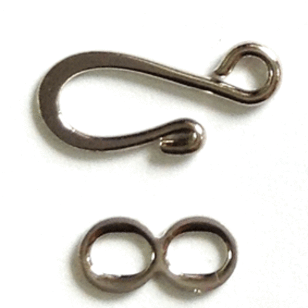 Hook and Eye Clasp: Plain Basic - antique silver