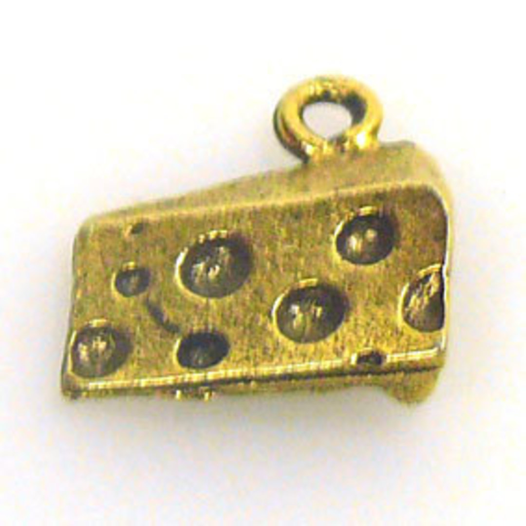 Metal Charm: Slice of Cheese - gold image 0
