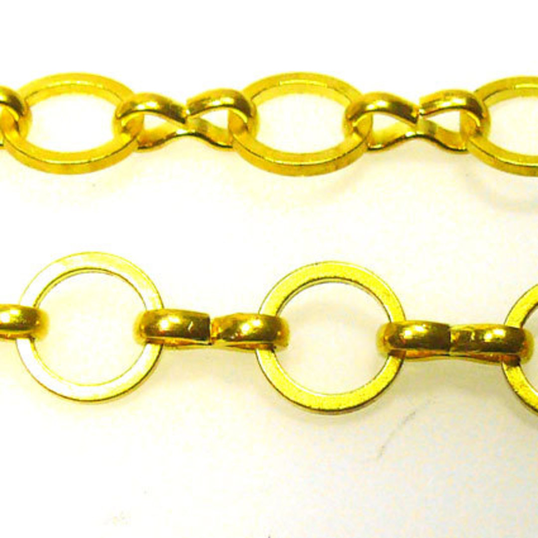 NICKEL FREE CHAIN: 8mm rounds, 8mm figure 8 links, Gold image 0