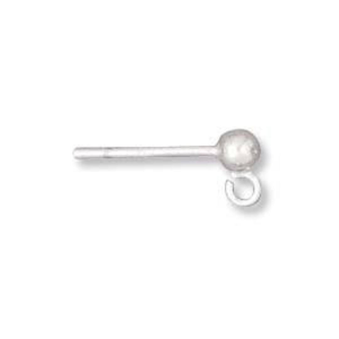 Sterling Stud Drop - small 3mm ball with butterfly backs image 0