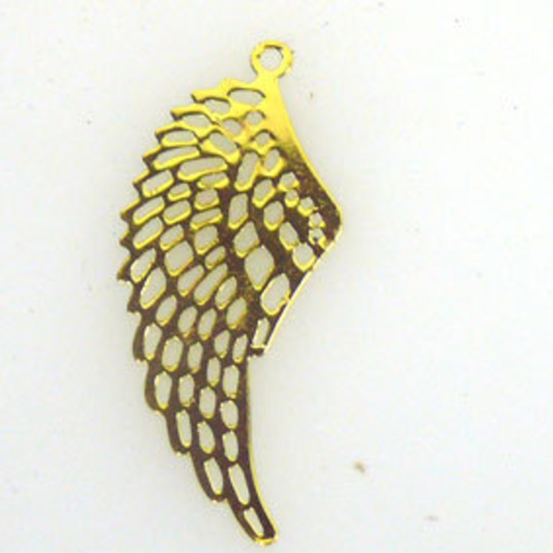Metal Charm14 : Thin stamped wing (15mm x 35mm) - gold image 0