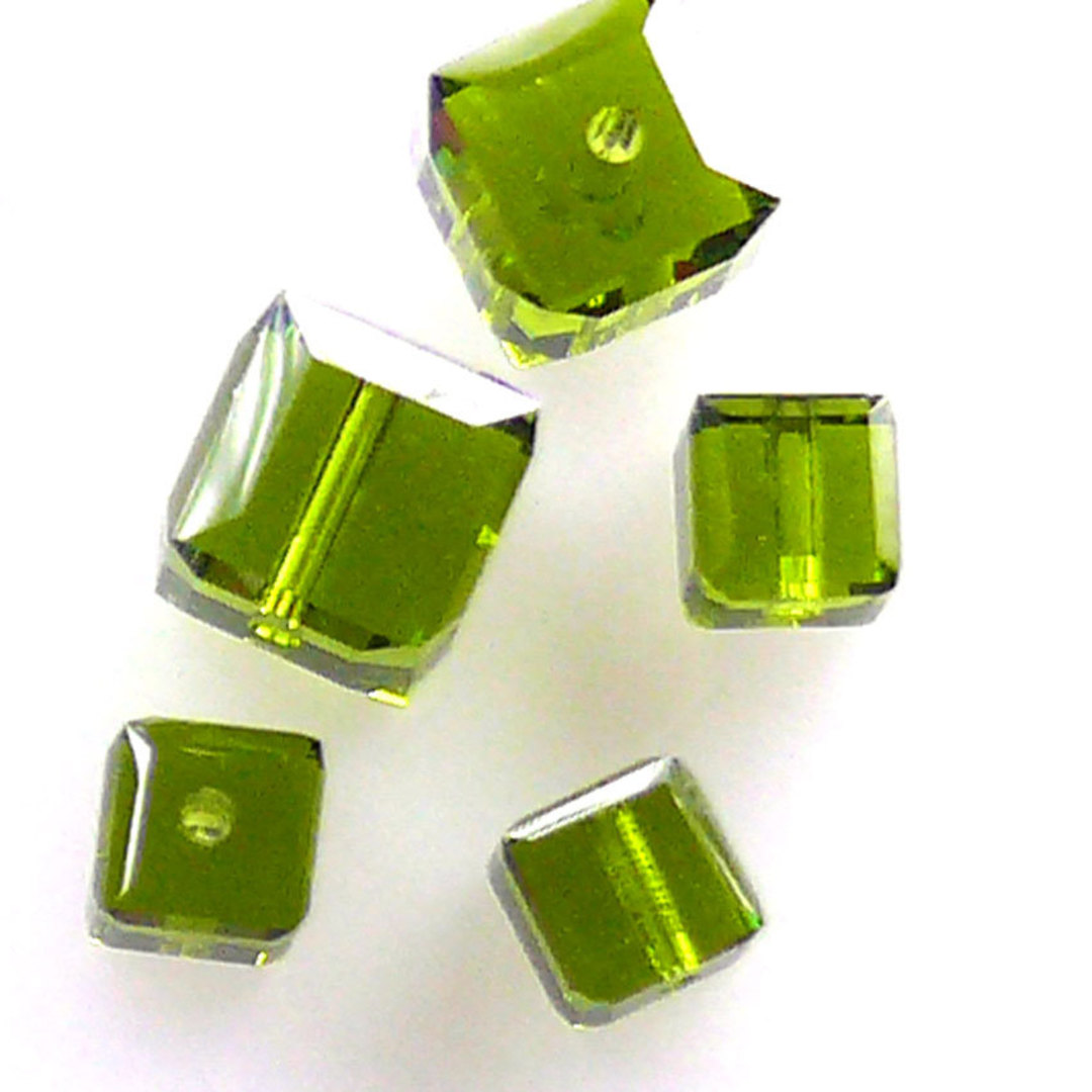 4mm Swarovski Crystal Cube, Olivine image 0