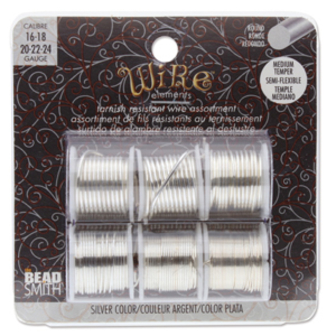 Beadsmith Craft Wire, Assorted Silver: 24-22-20-18-16 gauge. image 0