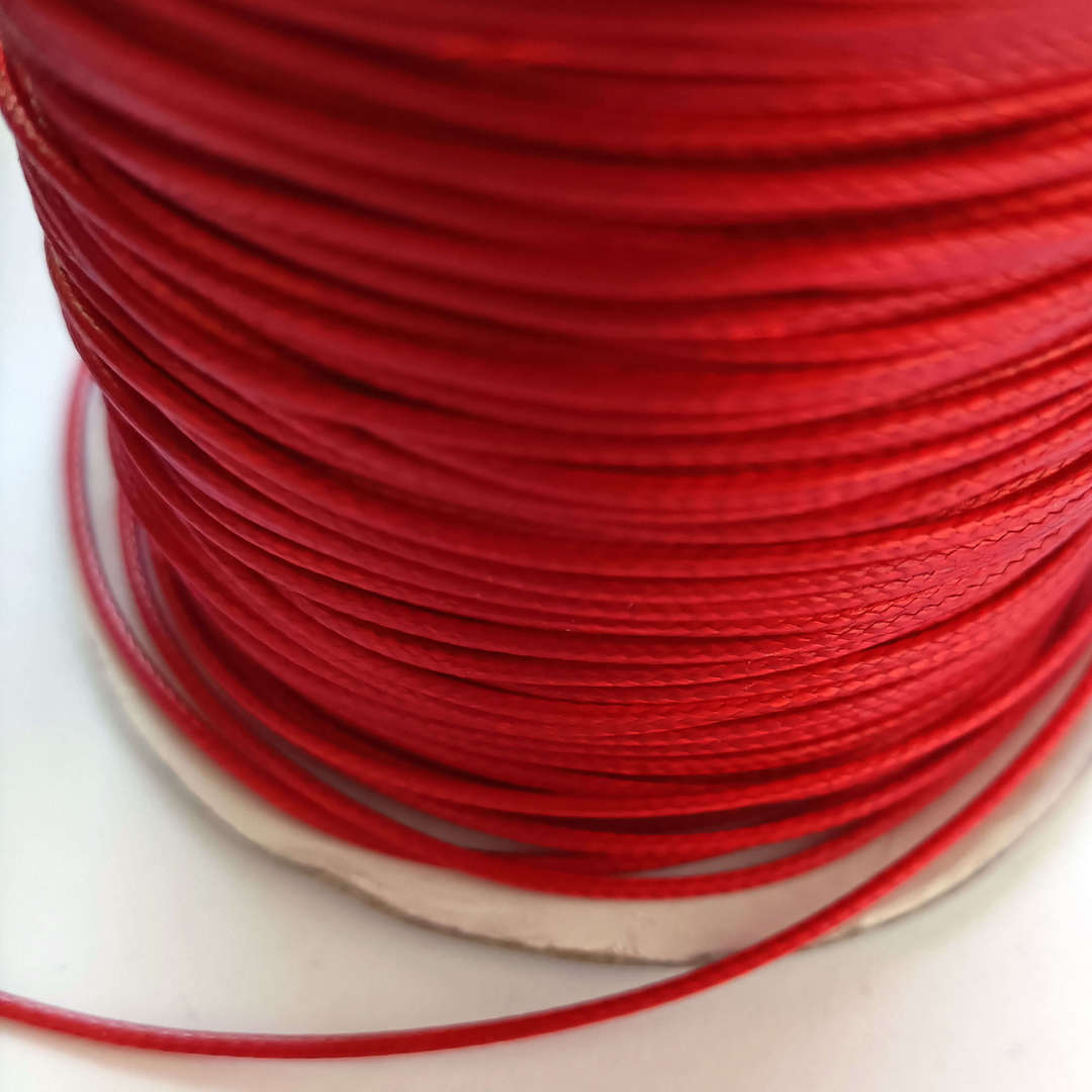 1mm round polished cotton cord - Red image 0