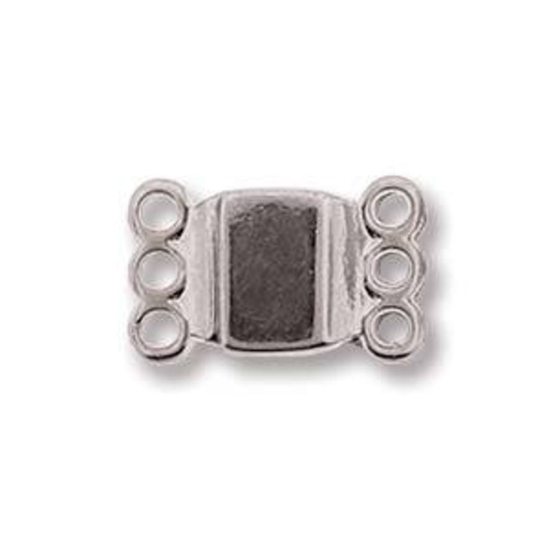 Magnetic 3 Strand Spacer Clasp (13.7mm x 6.6mm) - bright silver plate image 1