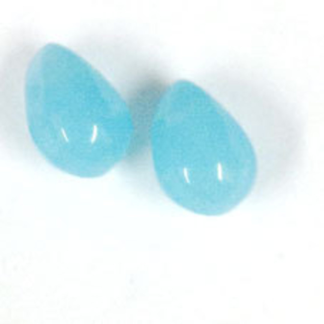 Flattened Tear Drop, 6mm x 10mm: Lt Opaque Turquoise Blue image 0