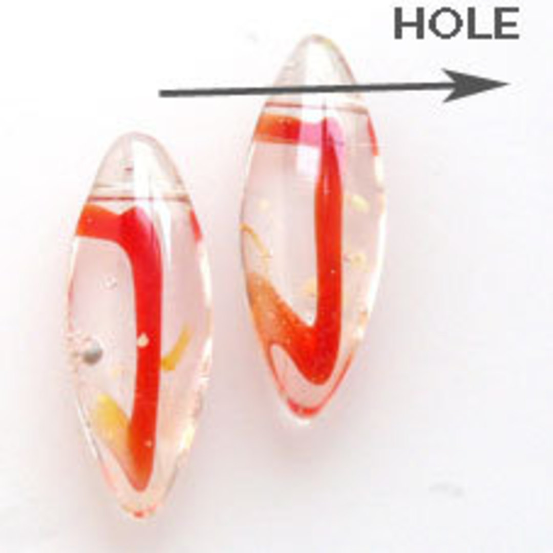 Dagger Bead, 8mm x 24mm: Transparent/Red/White image 0