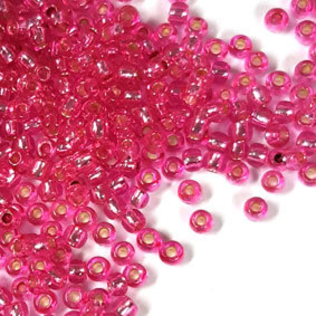 Toho size 11 round: P23 - Bright Pink, silver lined (7 grams) image 0