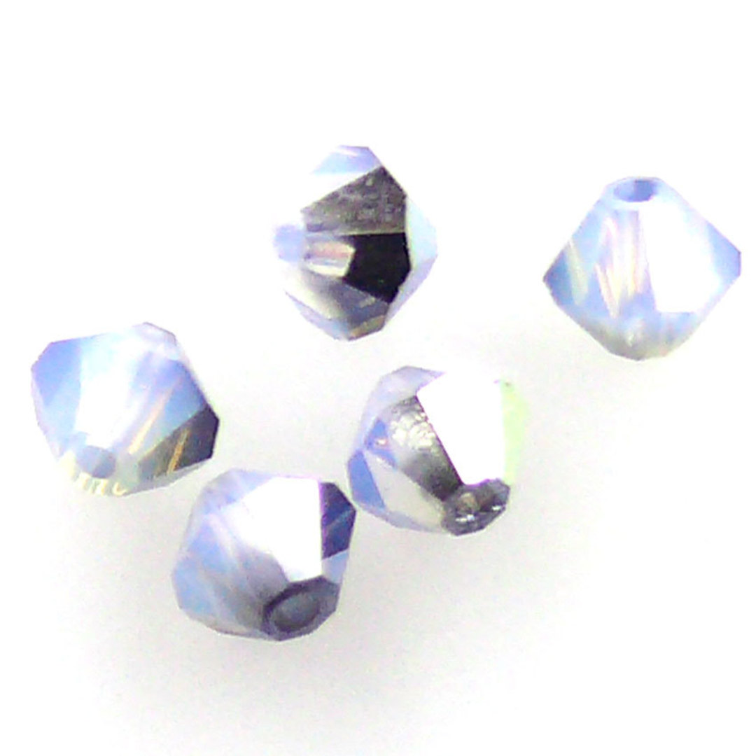 4mm Swarovski Crystal Bicone, White Opal Star Shine image 0