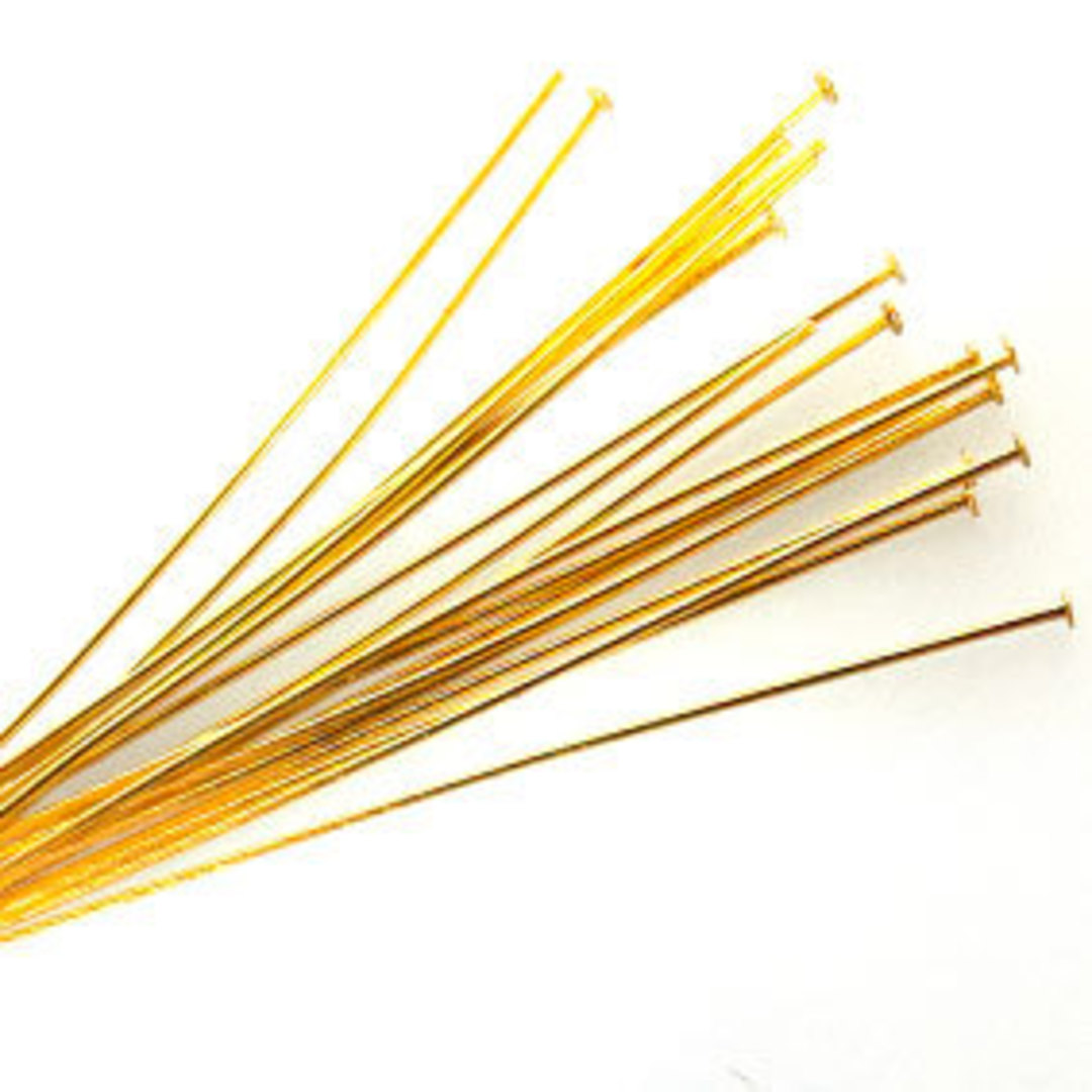 Long (64mm) Headpin (21g) - Yellow Gold plate image 0