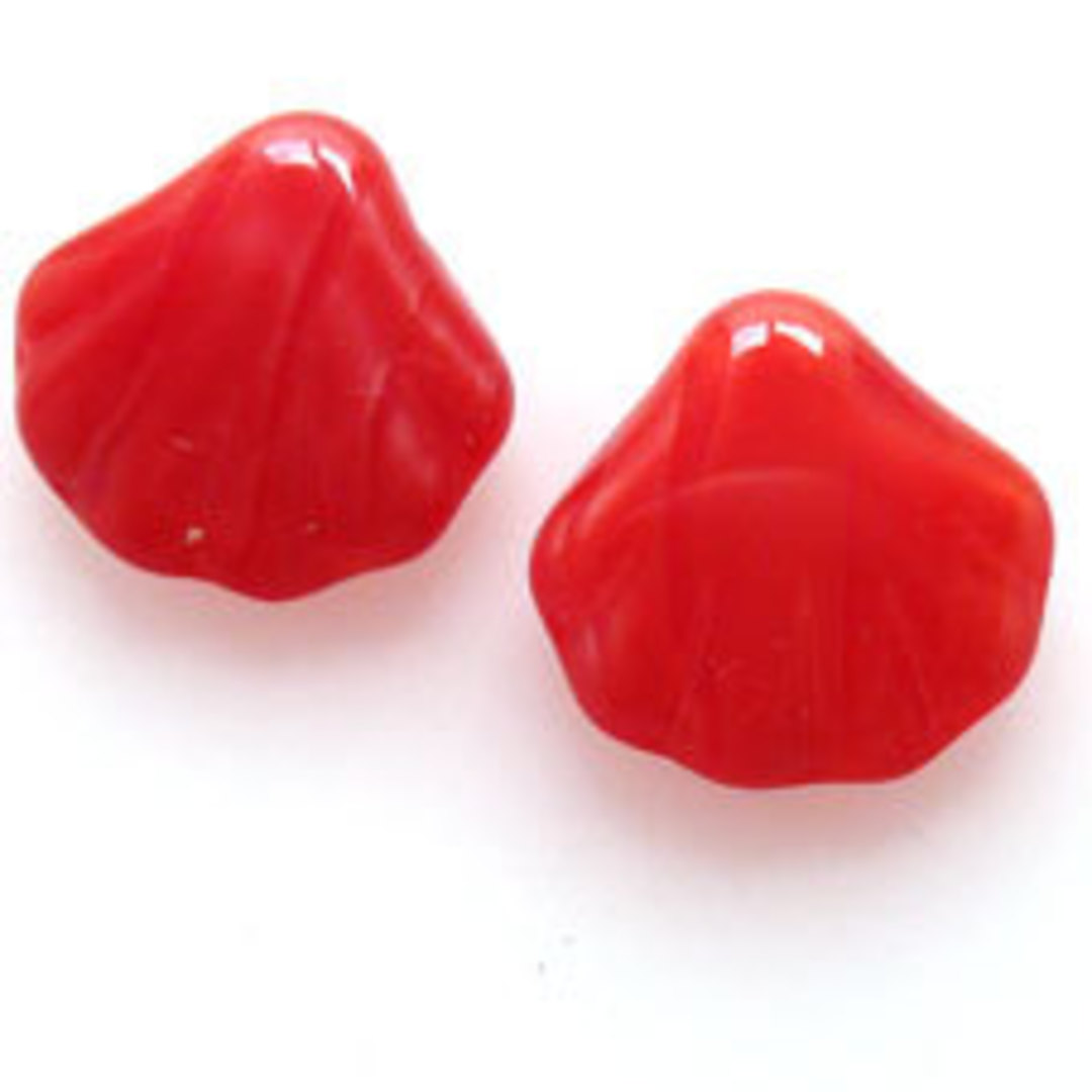 Glass Shell Bead, 14mm - Opaque Red image 0