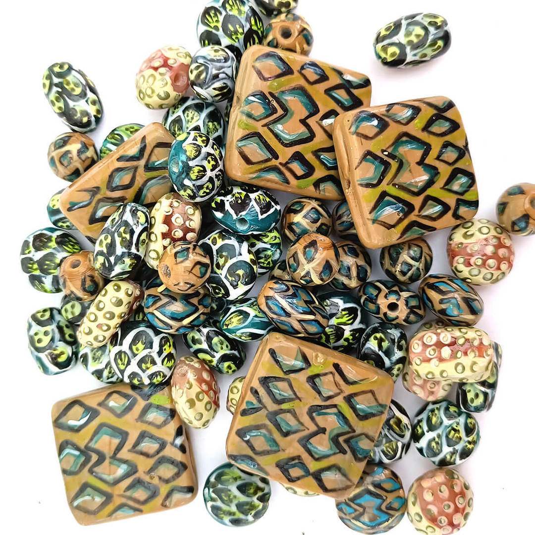Hand-painted Wooden Bead Mix - multi image 0