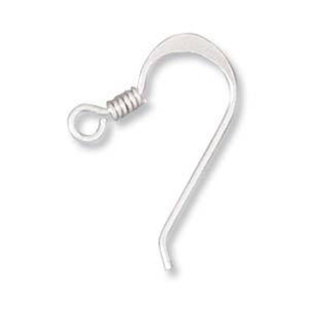 19mm Sterling Silver Earring Hook: flattened curve, spring detail image 0