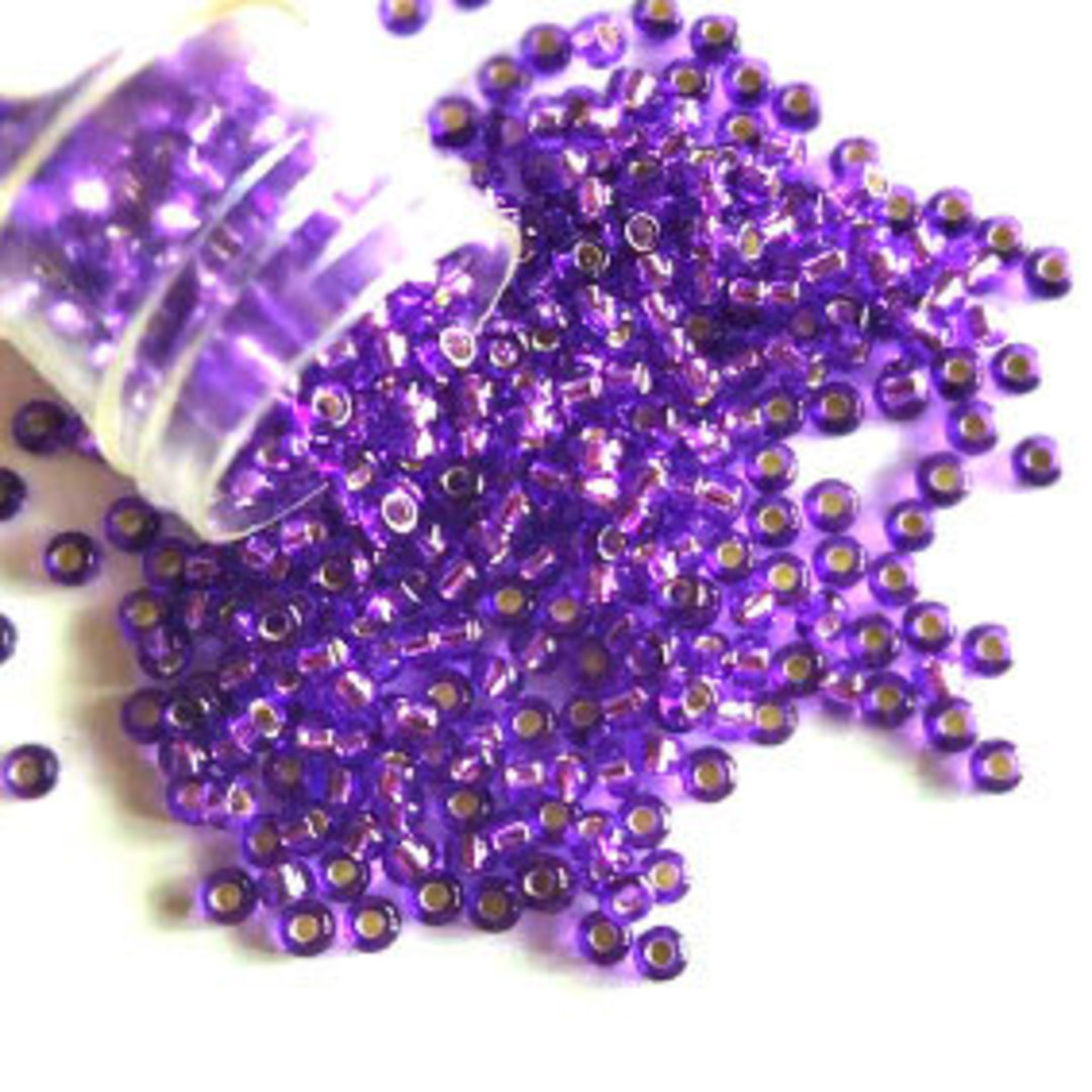 Miyuki size 11 round: 1344 - Purple, silver lined (7 grams) image 0