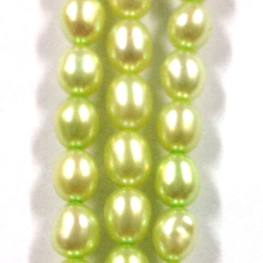 40cm Freshwater Pearl Strand: Pale Green oval, 6x4mm image 0
