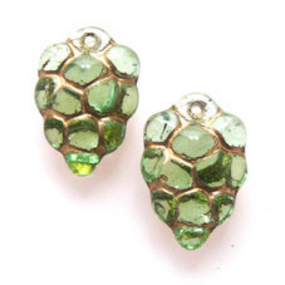 Glass grape Cluster, 10mm x 16mm - Green and Gold image 0