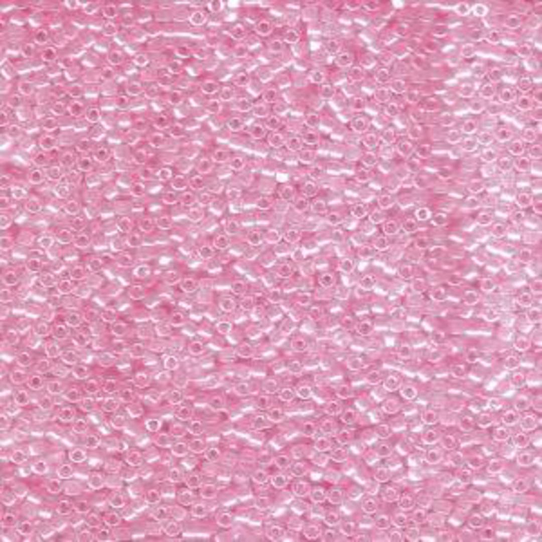 11/0 Miyuki Delica, colour 245 - Lined Crystal/Medium Pink image 0