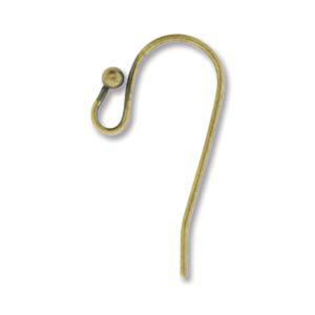 Bali earring hook (27mm), with 2mm ball - brass (nickel free) image 0