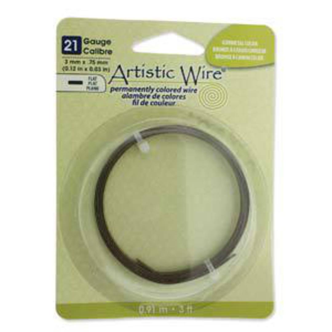 3mm Flat Artistic Wire (21g): Antique Brass - 90cm coil image 1