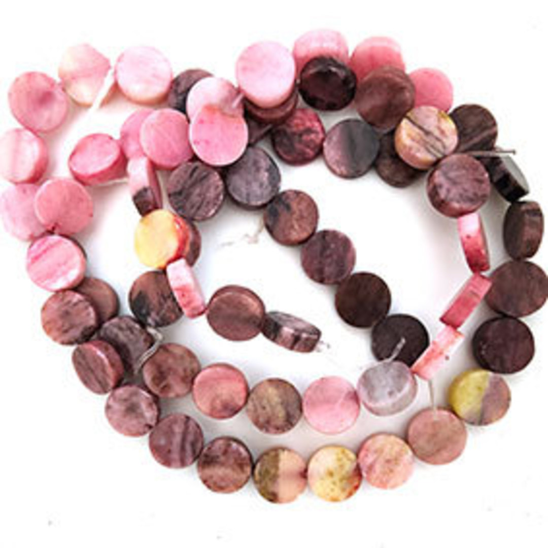 12mm Mookite disc - full strand (33 beads), varigated colours. image 0