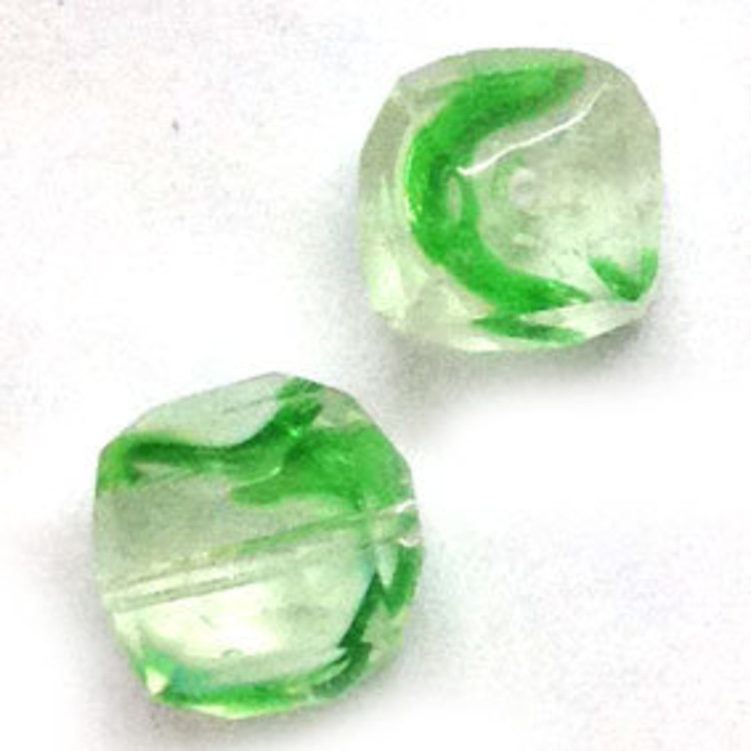 10mm facet cube - Green/White/Transparent image 0