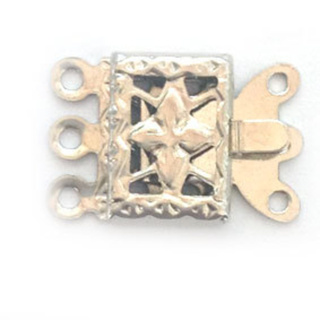 Box Clasp: Imprinted 3 strand - antique silver image 0