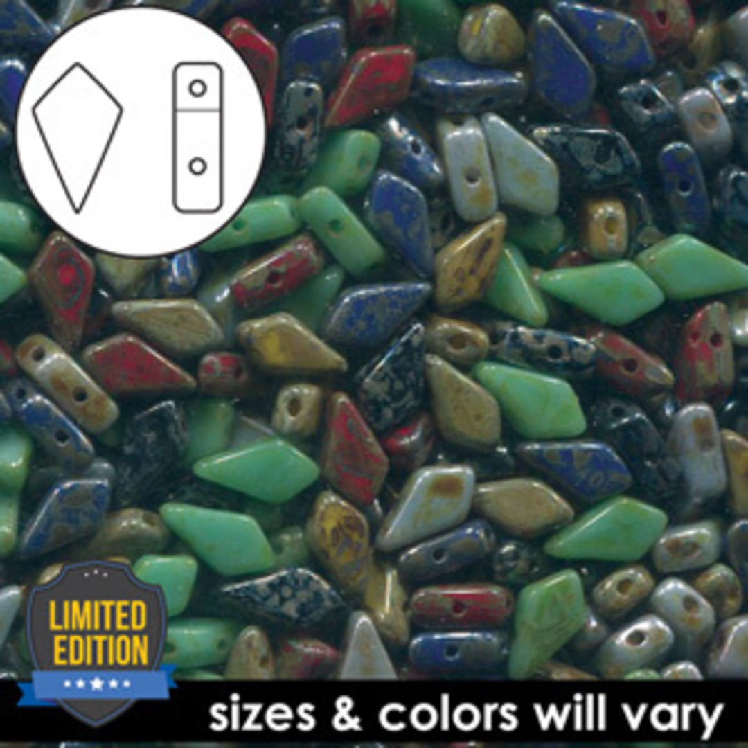 2 hole Kite Bead, 9x5mm: Picasso, MIX 2 image 0