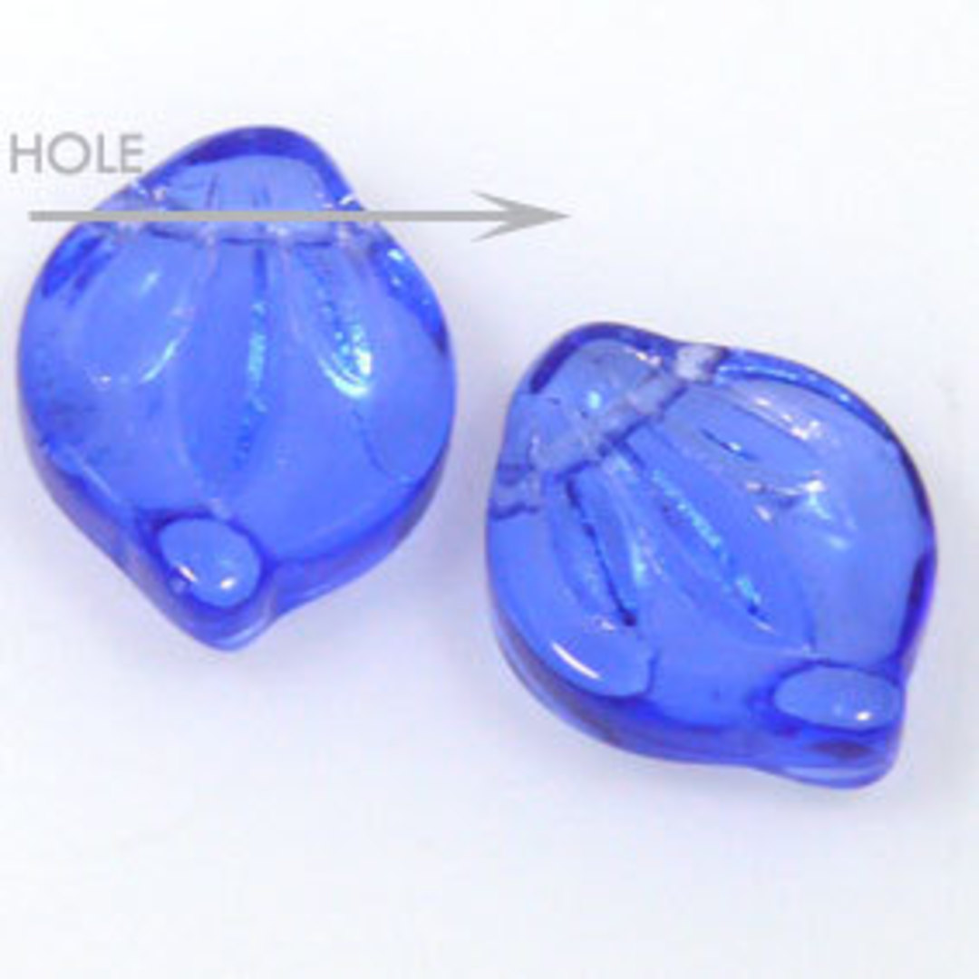 Glass Fat Curved Leaf, 12mm x 15mm - Sapphire image 0