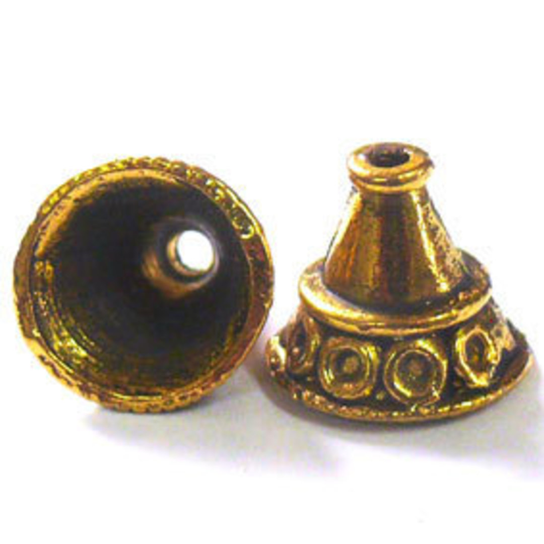 Triangle Cone, 12x14mm - Antique Gold, circle detail image 0