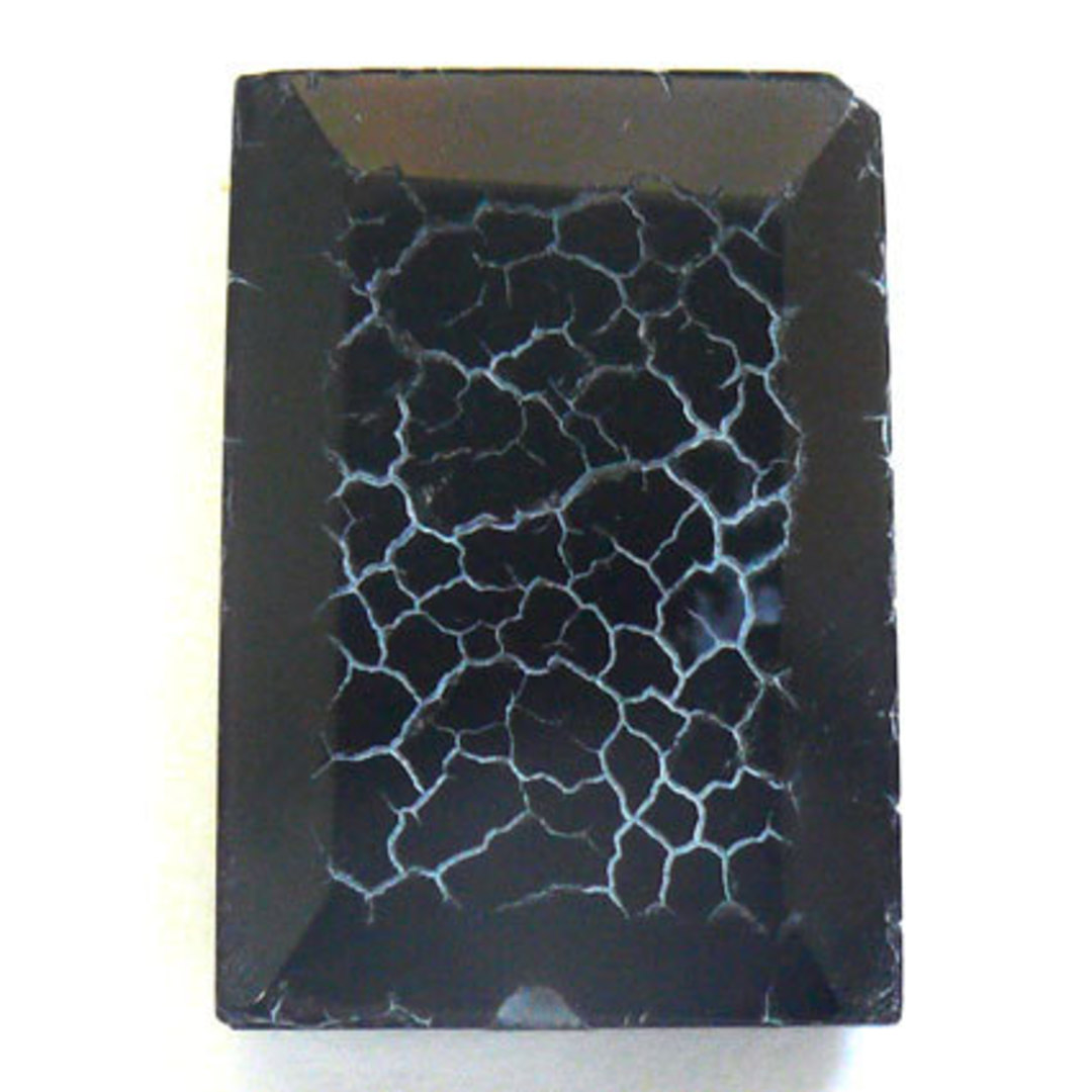 Black Fire Agate rectangle with bevelled edge, 18mm x 24mm image 0