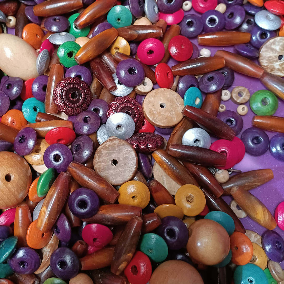 Wooden Bead MIX 2 (approx 110) multi coloured image 0