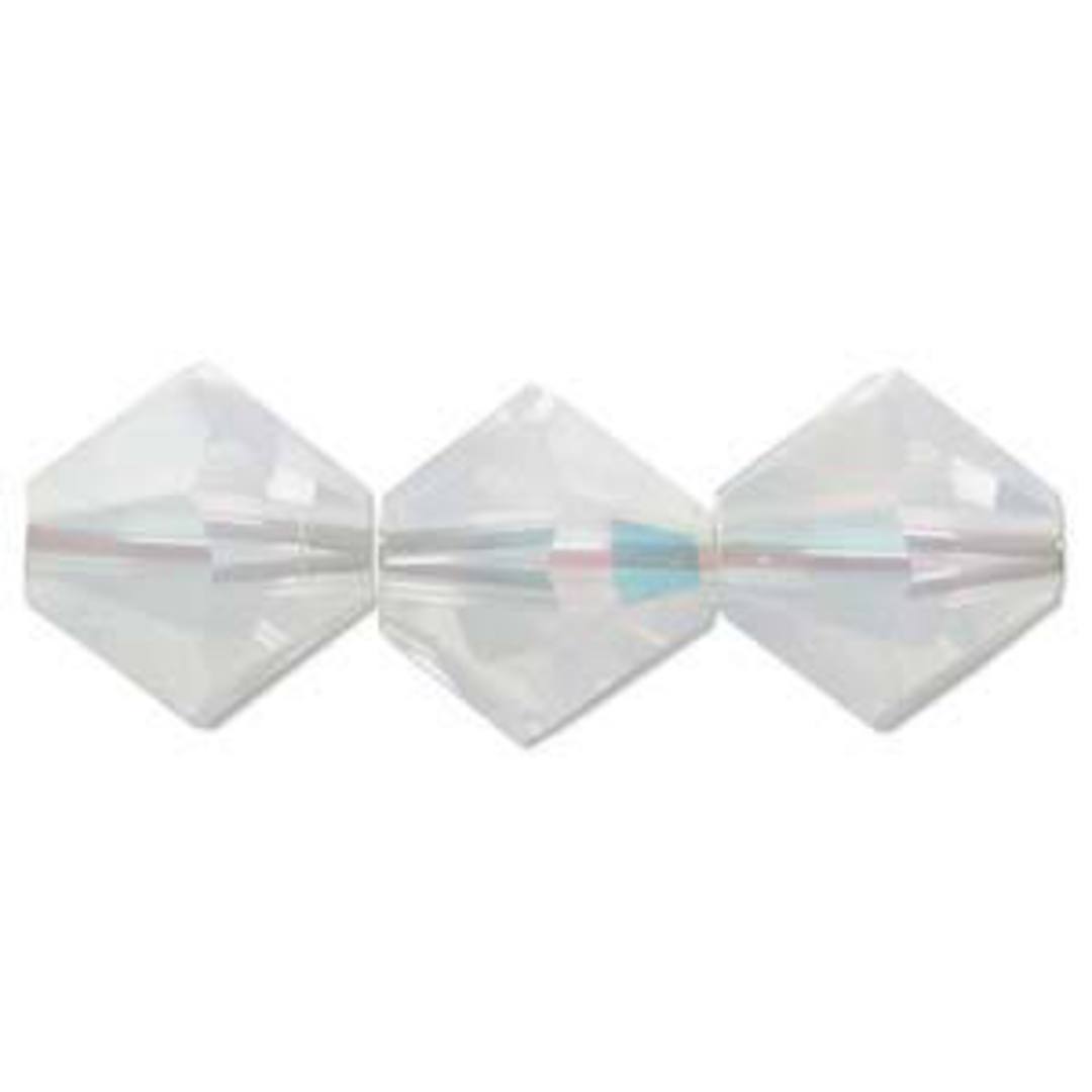 4mm Swarovski Crystal Bicone, White Opal AB image 0