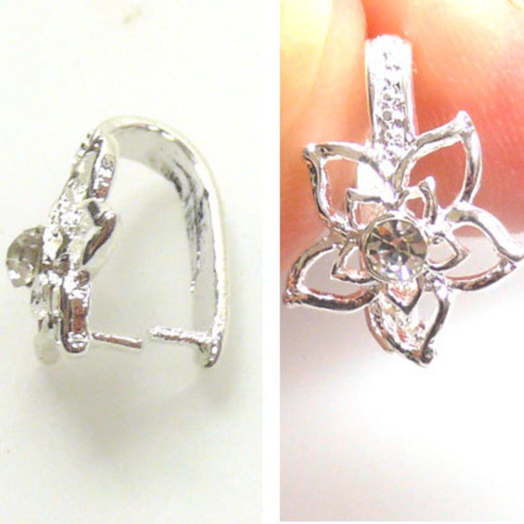 Claw bail with filigree diamante flower image 0