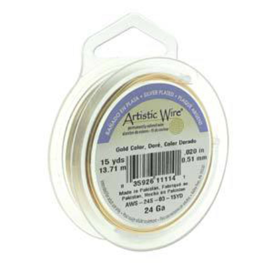Artistic Wire, Silver Plated Craft Wire 20 Gauge Thick, 6 Yard Spool, Gold Color