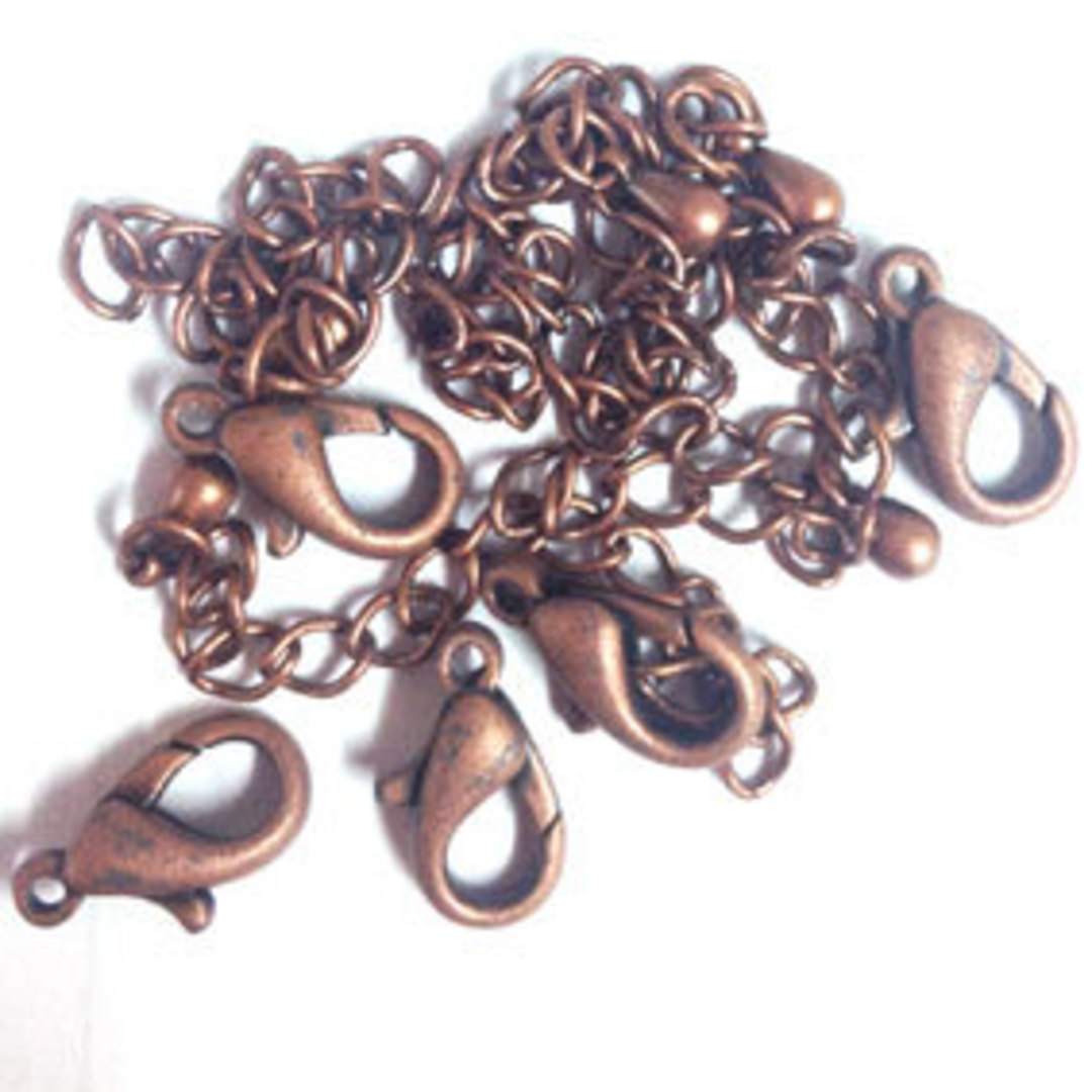 PARROT CLASP PACK, with extender chains - Antique Copper image 0