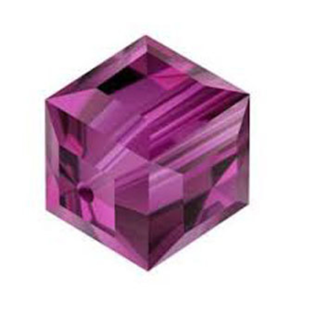 8mm Swarovski Crystal Cube, Fushia image 0