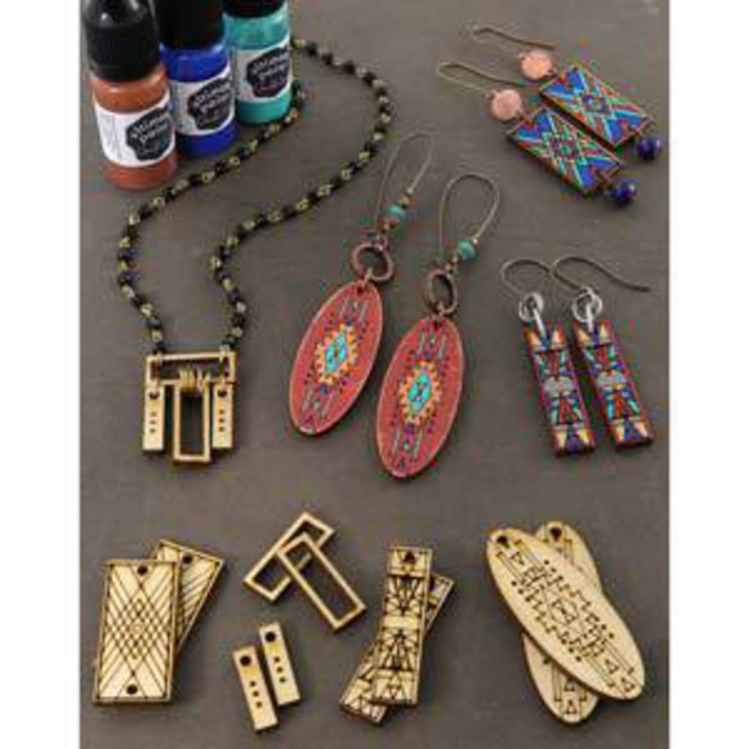 Wooden Jewellery Pop Out 050: Three Tribes Panel (6.8 x 9.6cm) image 1