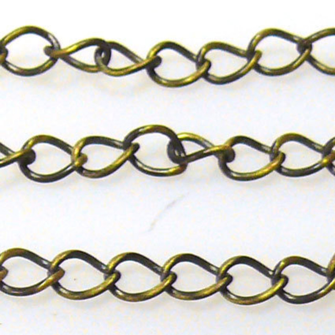 NICKEL FREE CHAIN: Thin Medium Curbed, 5mm links: Antique Brass image 0
