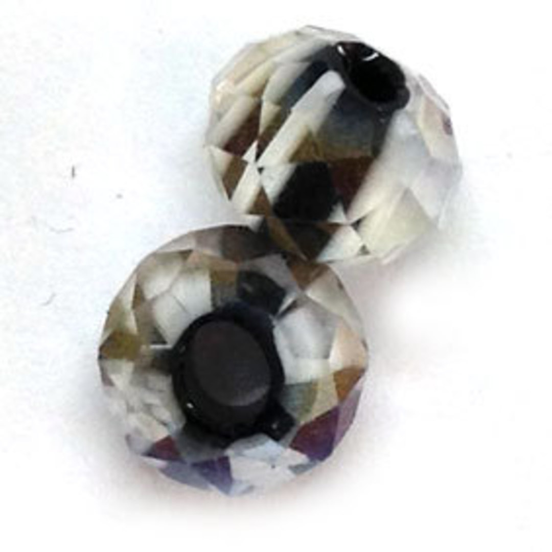 10mm Chinese Lampwork Faceted Rhondelle: Black and White stripes image 0