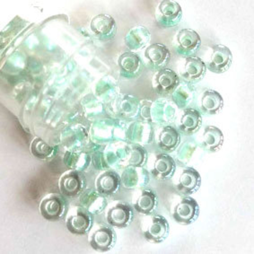 NEW! Miyuki size 6 round: 3642 - Light Green lined Crystal AB (7 grams) image 0