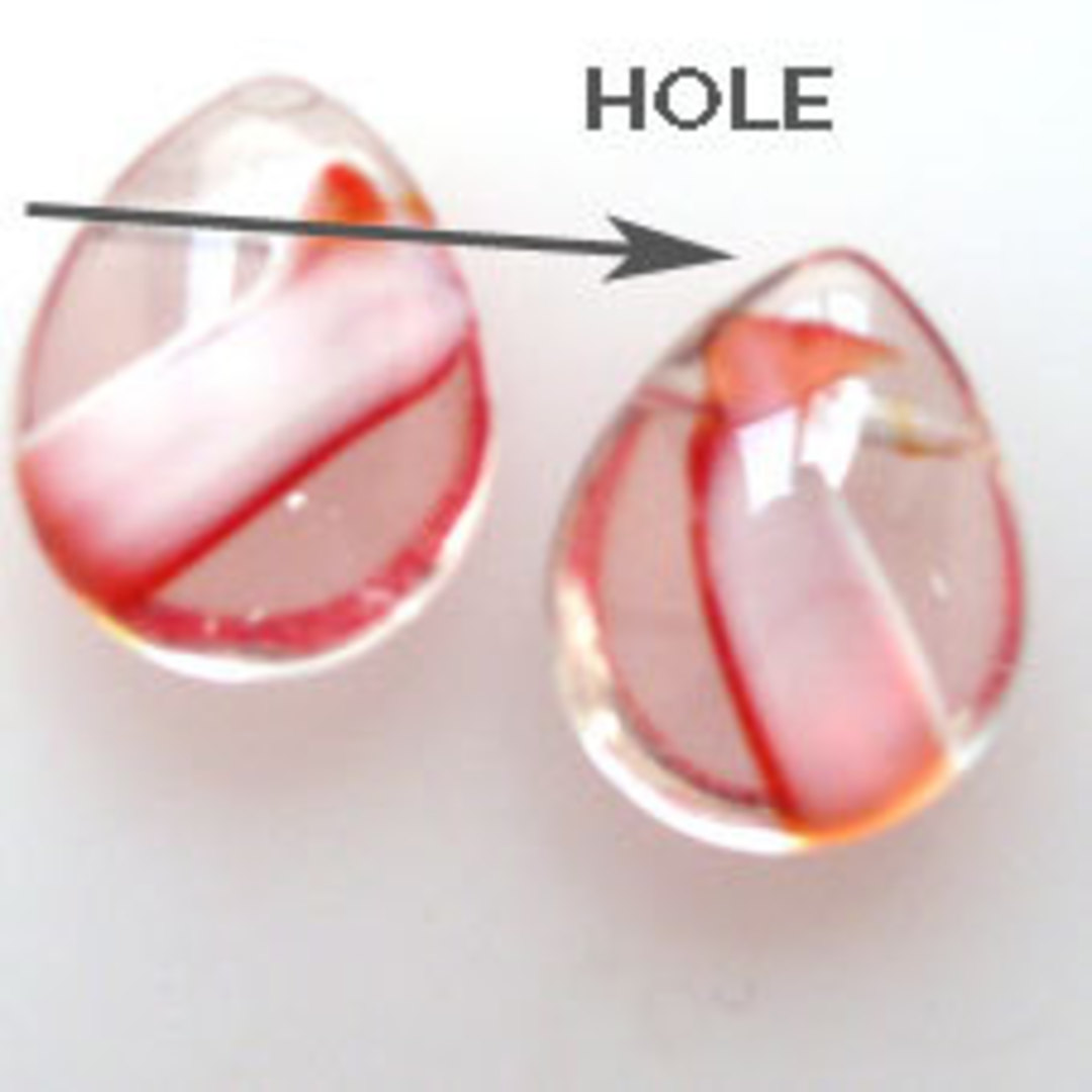 Flat Fat Drop, 13mm x 15mm - Red/White transparent image 0