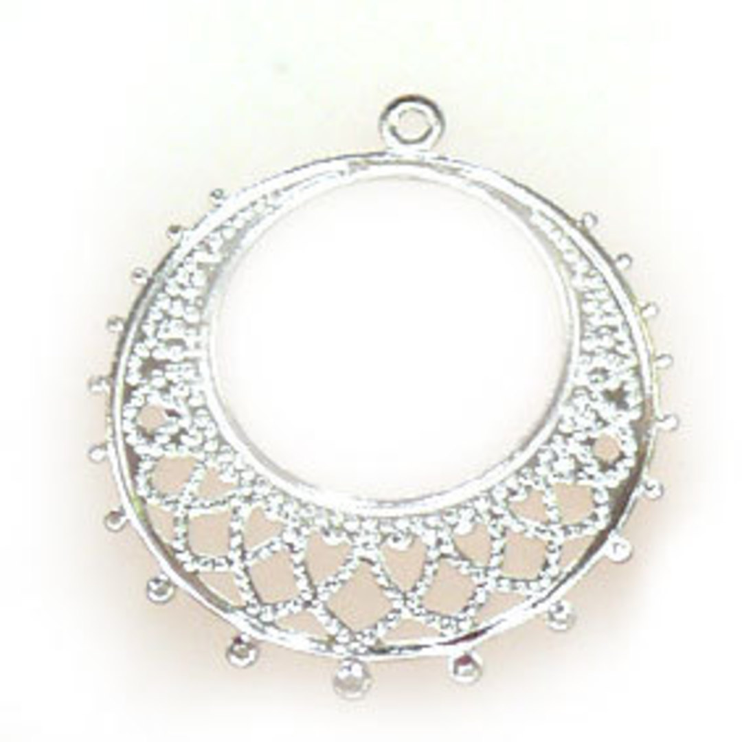 Antique Silver Chandelier Top, Fine Filigree Round image 0