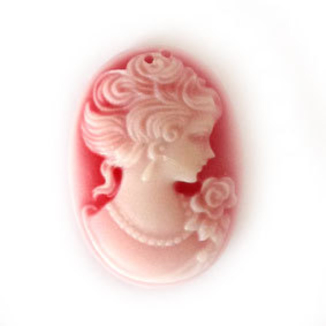 Cameo Cabochon: Red and white oval 18x24mm, classical style female head image 0