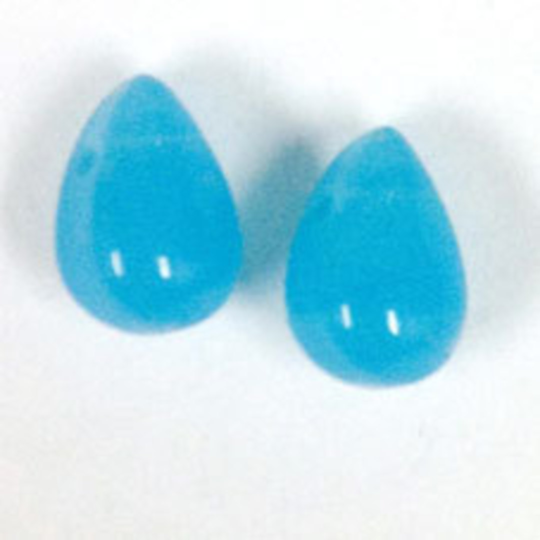 Flattened Tear Drop, 6mm x 10mm: Opaque Turquoise Blue image 0