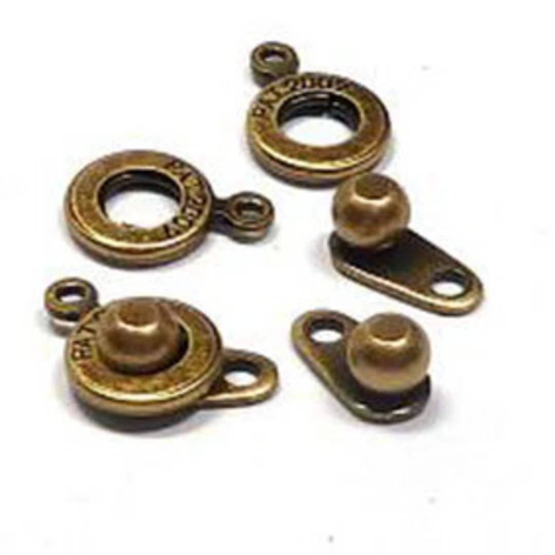Ball and Socket Clasp: 8mm - Antique Brass image 0