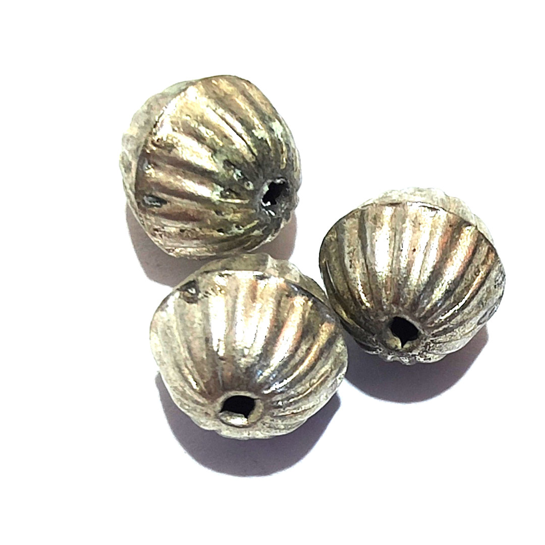 Indian Metal Bead 20: Striped Ball, smaller (9mm) image 0